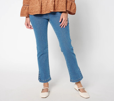LOGO by Lori Goldstein Pull-On Denim Ankle Jeans - Women's XSP - Medium Wash