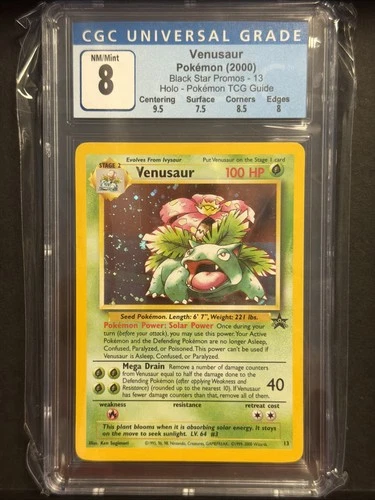 Pokémon TCG Venusaur Black Star Promo Holo Swirl CGC 8 With Subgrades