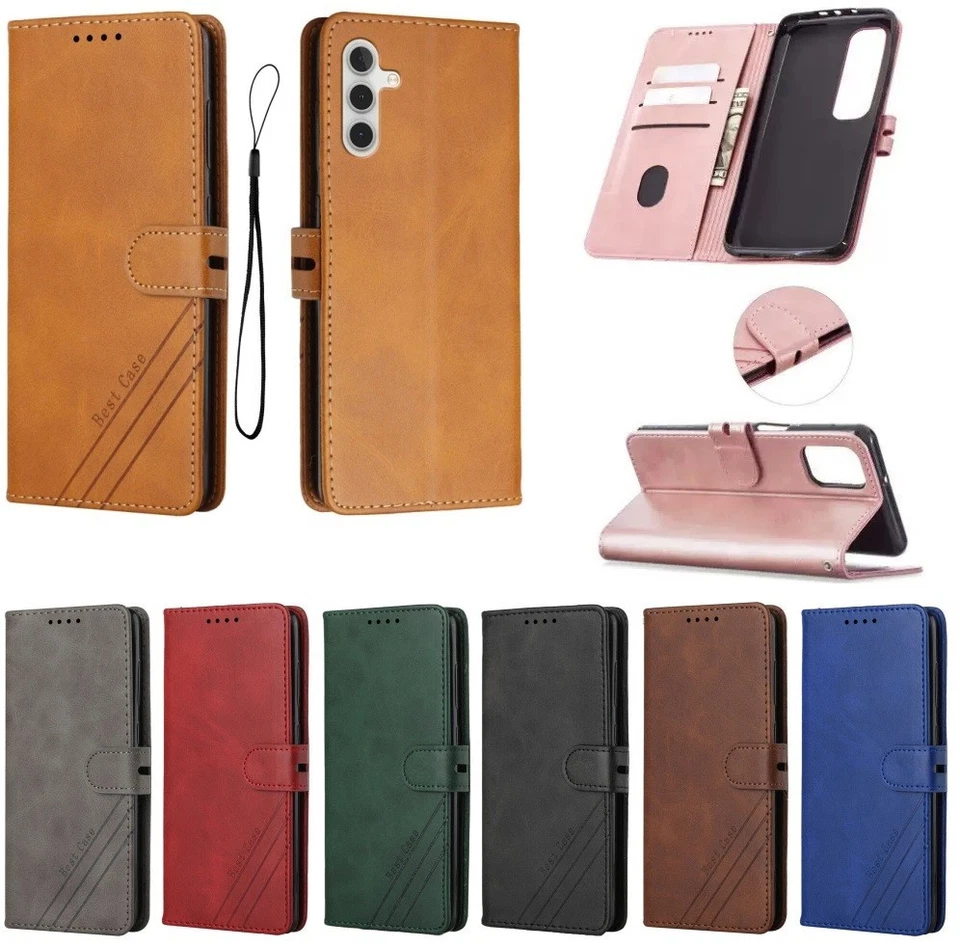 For Samsung Galaxy S25 S24 S23 S22 S21 S8 Magnetic Leather Flip Card Wallet Case - Image 1 of 4