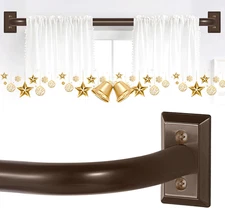 Bronze Wrap around Curtain Rods 2 Pack:Blackout Adjustable Window Curtain Rod,Ro