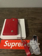 SUPREME LEATHER CHAIN WALLET RED
