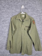 Vintage US Army Shirt Mens Size 15.5 Olive Green OG-107 Fatigue Big Red One 60s