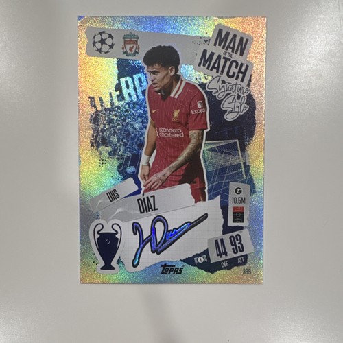 Topps Match Attax Luis Diaz Man of the Match Signature Style Liverpool Card