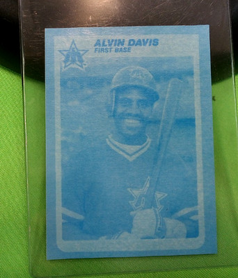 1985 FLEER BLUE LINE PROOF PRE PRODUCTION PAPER CARD SUPER RARE ALVIN DAVIS