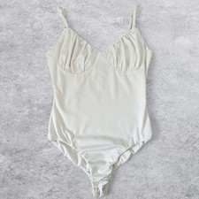 Princess Polly Cream Ruched Bust Bodysuit Adjustable Straps Sz 6