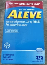 Aleve Pain Reliever/Fever Reducer 220mg -270 Caplets- Exp 2027+