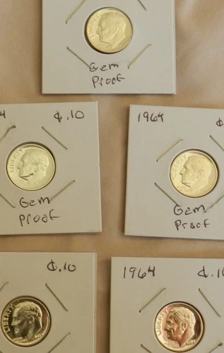 (5) 1964 Roosevelt Silver Dime Proof Out of my proof sets