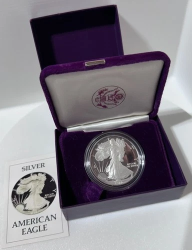 1986-S American Silver Eagle Choice Proof Bullion $1 - in Box w/ COA