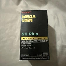 GNC Mega Men 50 Plus Multivitamin Time Released 120 Caplets Exp 6/26 NIB