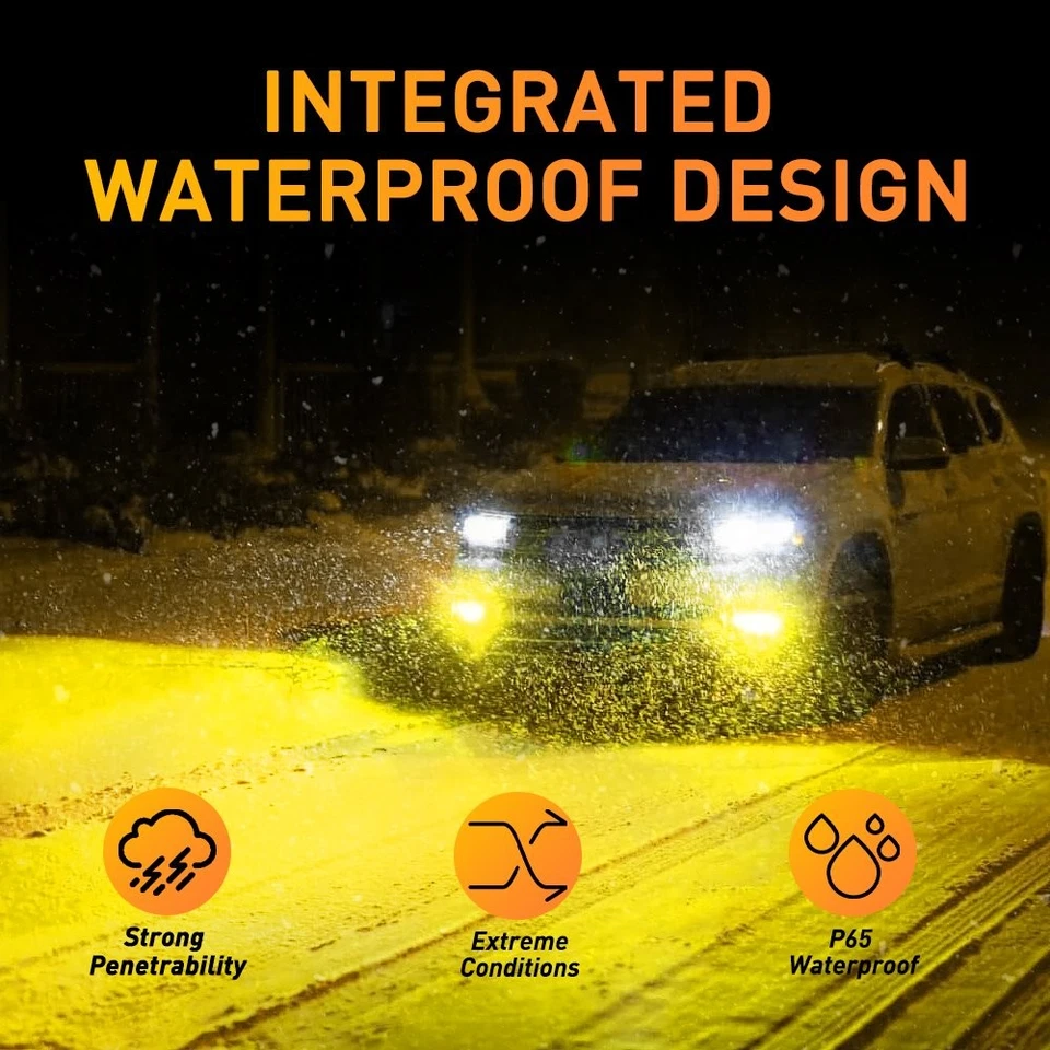 Bombilla antiniebla 2 piezas H11 H16 AUXITO Switchback LED ámbar CSP luz de conducción 4000LM Foto 3 de 4