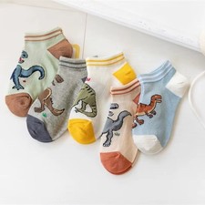 5 Pairs Boys Dinosaur Socks, Kids Cute Dino Socks, Soft Breathable Toddler Socks
