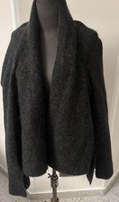 Sarah Pacini Wende Strickjacke  Gr. L Grau Schwarz Wollgemisch Weich Neuwertig