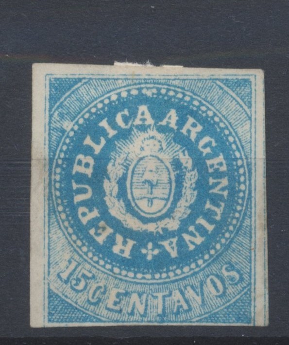 Argentina Stamps 1862 15c Blue [T3] SG9 Hinged Mint CV £300