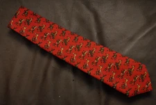 Holland & Holland red hunting dog tie Drakes London 100% wool