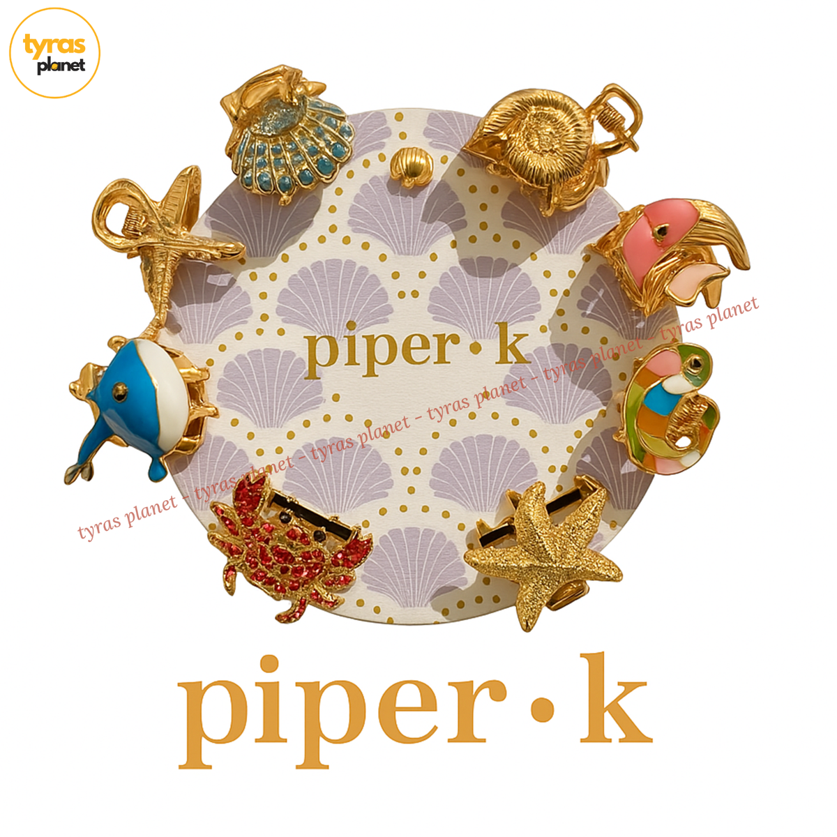 Piper K Mimi Metal Hair Clips Set Of 8 Whale Fish Starfish  display picture 3