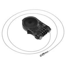 3.28 Ft Retractable Cable Lock, 3 Digit Steel Cable Rope Adjustable Lock, Black