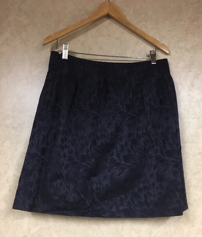 Falda Martin + OSA Línea A Hasta la Rodilla Vacaciones Jacquard Negro Púrpura Estampado Talla 8 Foto 3 de 4