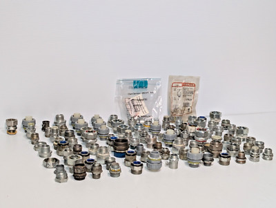 Lot of 60+ Assorted Industrial Conduit Connectors, Fittings, Halex, Raco, More