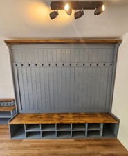 BESPOKE HIGH BACK MONKS BENCH  BOOKING DEPOSIT STORAGE SOLID PINE ANY SIZE UK
