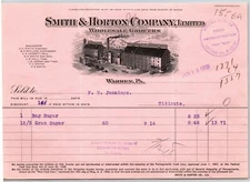1918 Warren, PA Letterhead Smith & Horton Co. Wholesale Grocers w/ Vignette