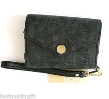 MICHAEL KORS ELECTRONICS BLACK MK LOGO PVC IPHONE/IPOD WRISTLET,WALLET-NEW