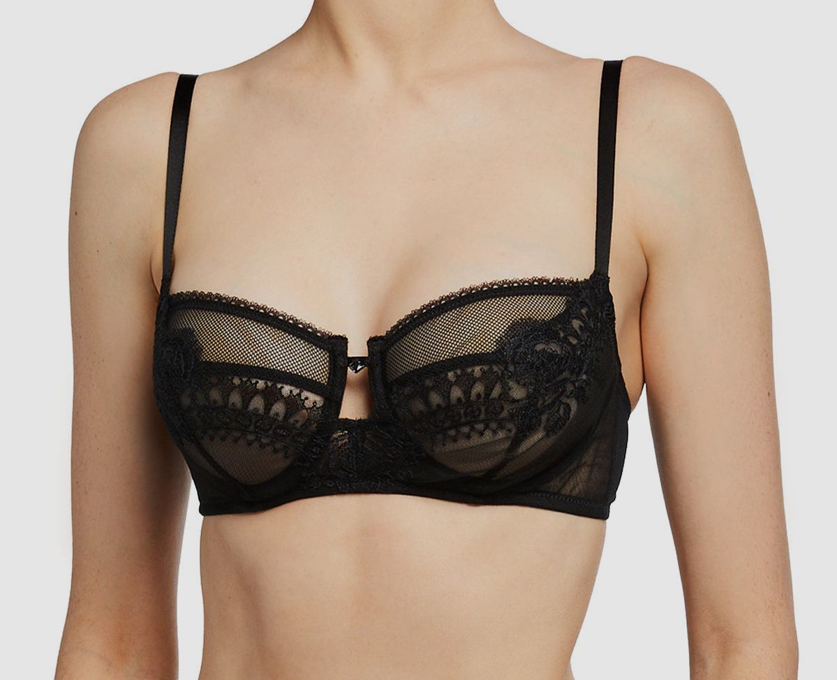 $185 Lise Charmel Women's Black Ecrin Glamour Demi Cup Underwire Bra Size 32B