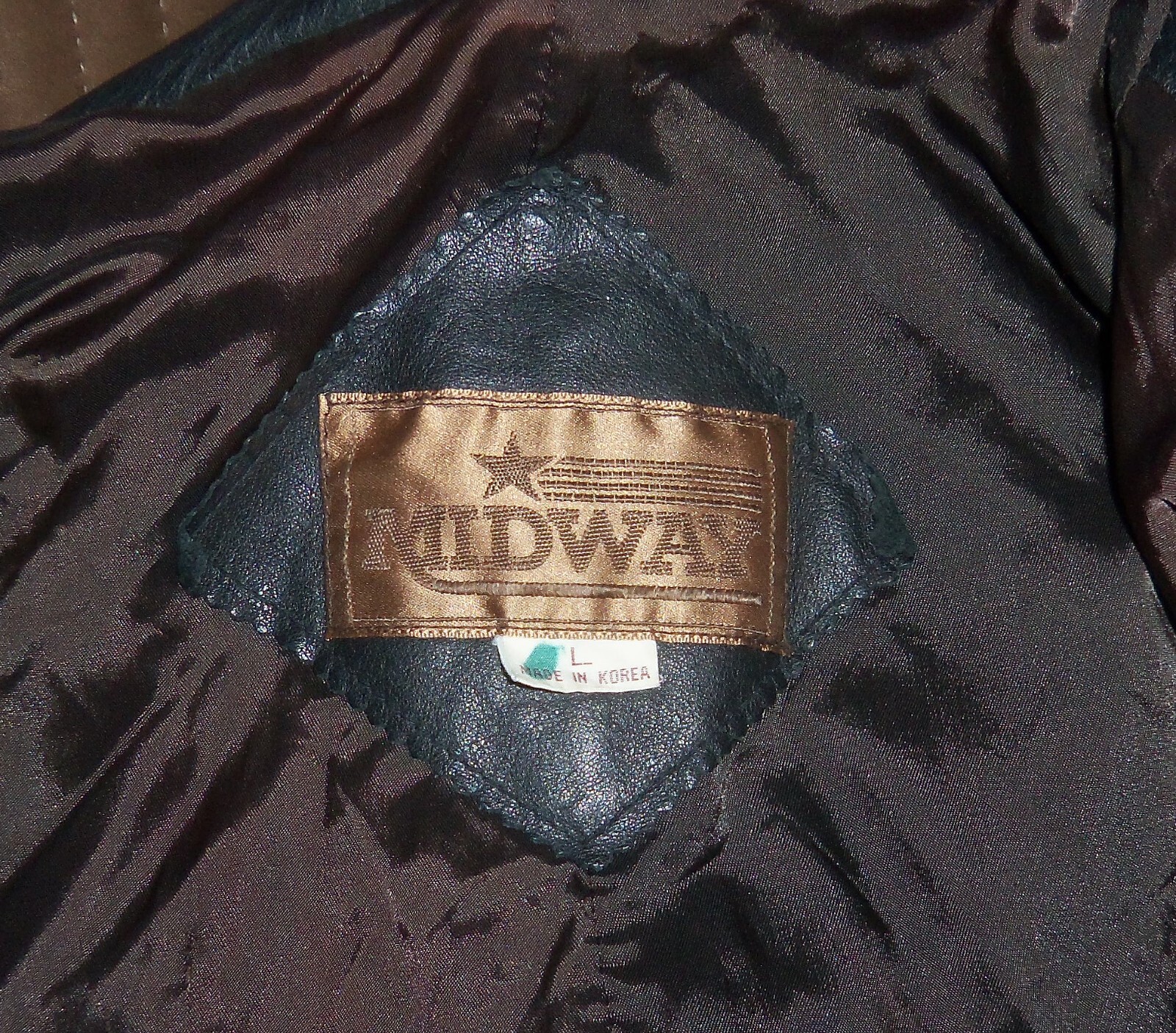 Midway Vintage Long Genuine Black leather Jacket Long Coat Size L image 5