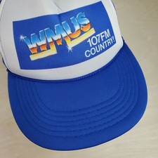 Trucker Hat Mesh Adjustable Snap Back Blue White WMUS 107FM COUNTRY Radio Statio