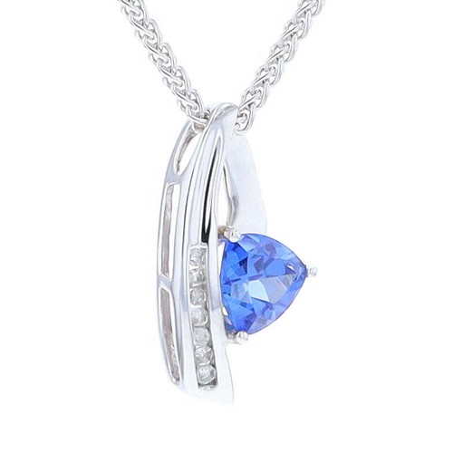 Synthetic Sapphire White Gold Ribbon Pendant w/ Diamond Accents GV166716 - Picture 14 of 24