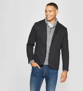 gray knit blazer