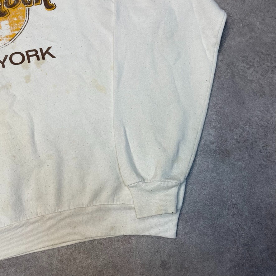 Hard Rock Cafe Sweatshirt Mens USA 90s New York Vintage Jumper, White, Medium image 5