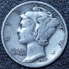 1941-S Mercury Silver Dime CIRCULATED GOOD / VG FREE SHIPPING