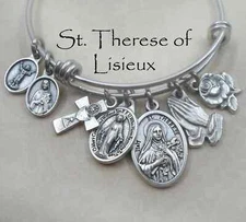 St. Therese of Lisieux Bangle-Patron Saint of HIV/AIDS-Loss of Parents-Florists