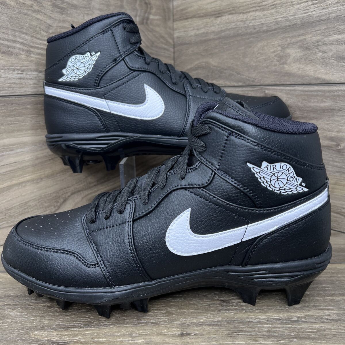 Nike Jordan 1 Mid TD Black White Football Cleats DS Size Nike Jordan 1 Mid TD Black White Football Cleats DS Size