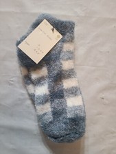 Women's Buffalo Plaid Cozy LowCut Socks - A New Day DenimBlue Size 4-10