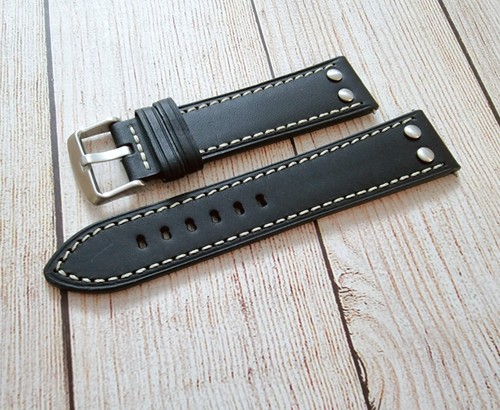 Premium Leather Watch Strap Band Rivet Stud Pilot Flieger Aviator 20 22 24 mm UK - Picture 40 of 71