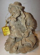 Presepe Pastori Terracotta Caltagirone Scarlatella barbone che suona la viola