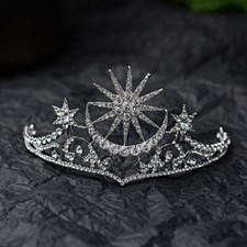Star And Moon Crystal Wedding Prom Queen Princess Tiara Crown For Women