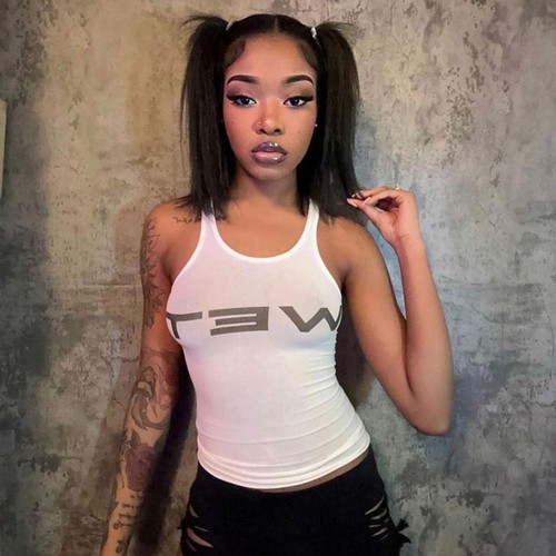 Y2K Sleeveless Tank Top Hip Hop Harajuku Crop Tops Sexy Hot Girl Streetwear - Picture 9 of 14
