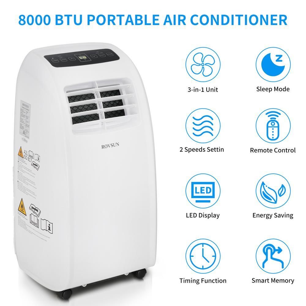 ROVSUN Portable Electric Air Conditioner 8000 BTU AC Unit Indoor Room Home White | eBay 8000 btu aircon