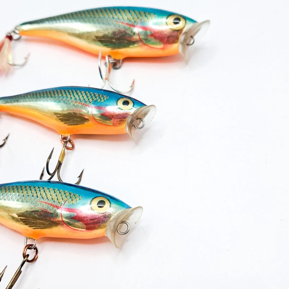 Rapala Skitter Pop Lote de 3 Señuelos Topwater Lámina Azul Oro Bajo Trucha De Colección Irlanda Foto 3 de 4