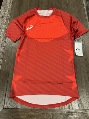 Mens ASICS Wrestling Singlet Top Team USA Compression Shirt Large Red