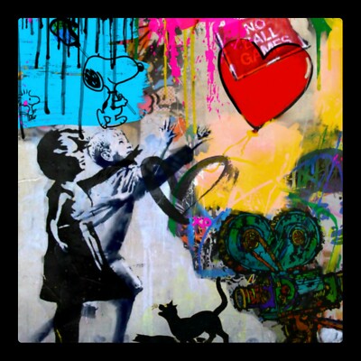 Girl with Balloon Mr.Street Art Motiv Banksy Mickey 100x100 Acrylglas Loft/Druck