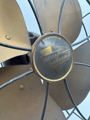Antique Emerson Electric 6250-K Brass Blade Oscillating Desk Fan