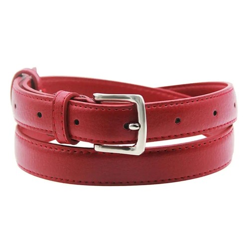 Women's Skinny Leather Belt – Solid Color, Pin Buckle, Casual Suit Style - Picture 8 of 9