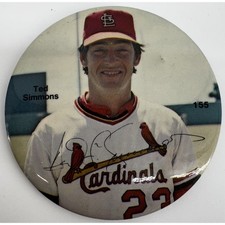Vintage Button Pin Ted Simmons St Louis Cardinals Baseball Signature Headshot