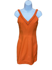 Zara Trafaluc Orange Stretch Sleeveless V Neck/Back Shift Dress Size S Summer