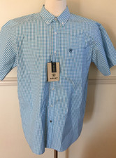 NWT Men ARIAT PRO Short Sleeve S/S Button Shirt Sloane Light Blue Classic