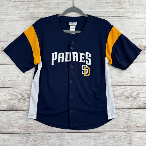 MLB Genuine Baseball Jersey Kids L 12/14 Navy San Diego Padres Button Front