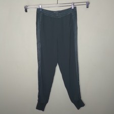 Vince Women's Pull-On Crepe Jogger Pants Size XS Green Satin Trim